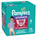 Pampers Diapers - Cruisers 360 degrees - Size 8, 38 Count, up to 100% Leakproof Fit, Designed for Active Babies, Pull On Diaper, EZ Off Tabs Designed for Easy Changes