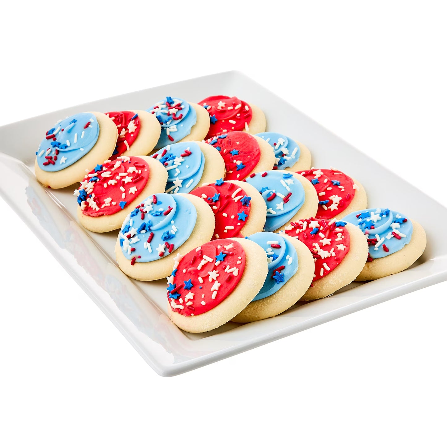 Freshness Guaranteed Blue and Red Frosted Sugar Cookies with Patriotic Sprinkles, 24.3 oz, 18 Count