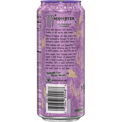 Monster Energy, Ultra Wild Passion, Zero Sugar Energy Drink, 16 fl oz, Can