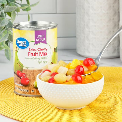 Great Value Light Syrup Extra Cherry Fruit Mix, 15 oz