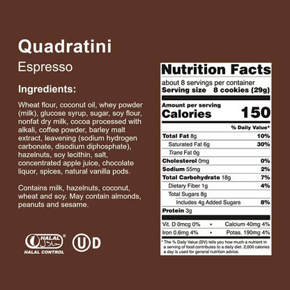 Loacker Quadratini Espresso, Non-GMO Cream-Filled Cream-Filled Bite-Size Wafer Cookies, 7.76 oz, Pack of 6