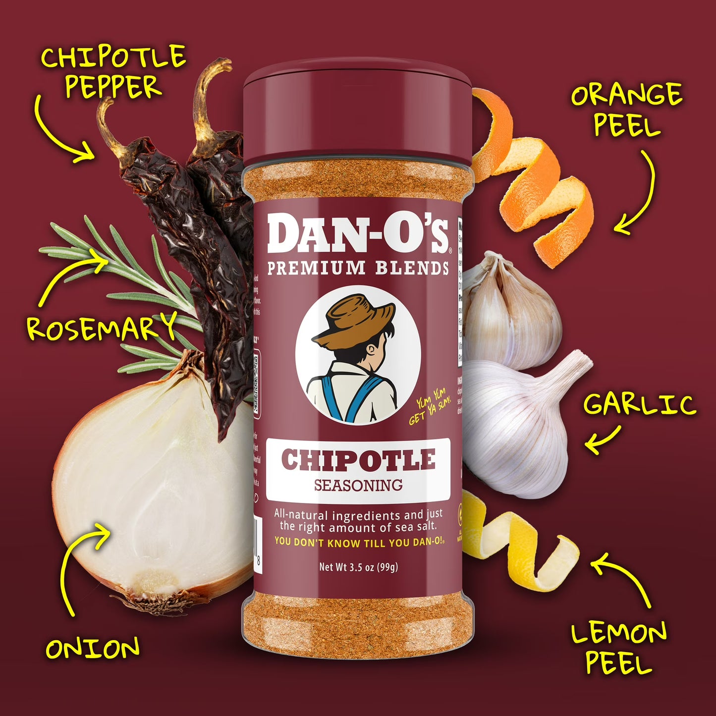 Dan-O's Chipotle Seasoning - All-Purpose Seasoning - Great for grilling & smoking anything - Small bottle (3.5 oz)