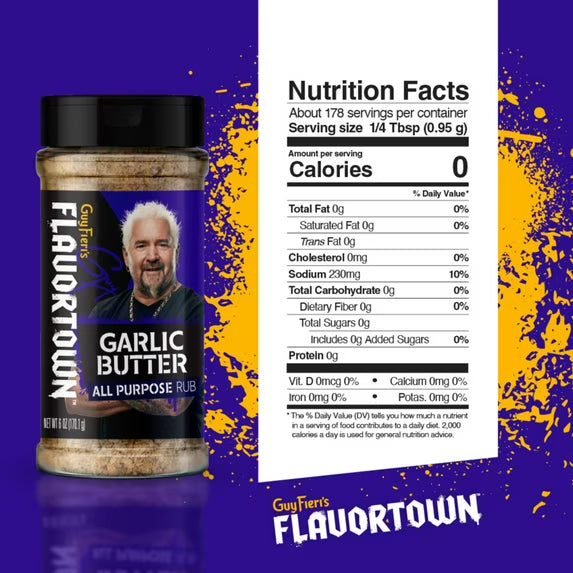 Flavortown All Purpose Garlic Butter Rub Seasoning, 6 oz