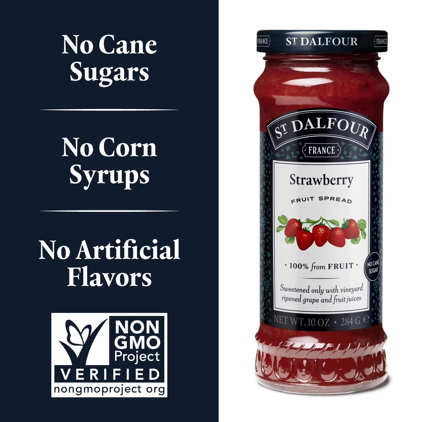 St. Dalfour Strawberry Fruit Spread, 100% from Fruit, Vegan & Gluten Free, 10 oz Jar