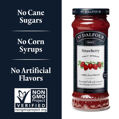St. Dalfour Strawberry Fruit Spread, 100% from Fruit, Vegan & Gluten Free, 10 oz Jar