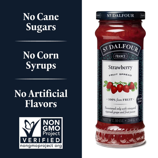 St. Dalfour Strawberry Fruit Spread, 100% from Fruit, Vegan & Gluten Free, 10 oz Jar