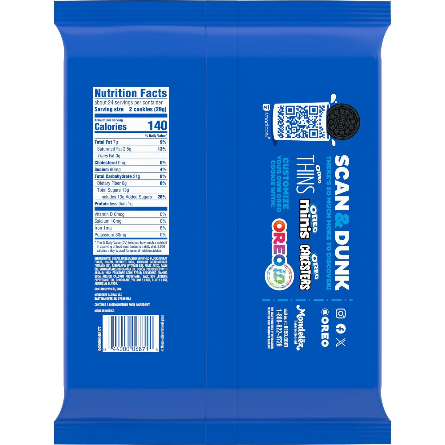 OREO Mint Creme Chocolate Sandwich Cookies, Party Size, 24.95 oz