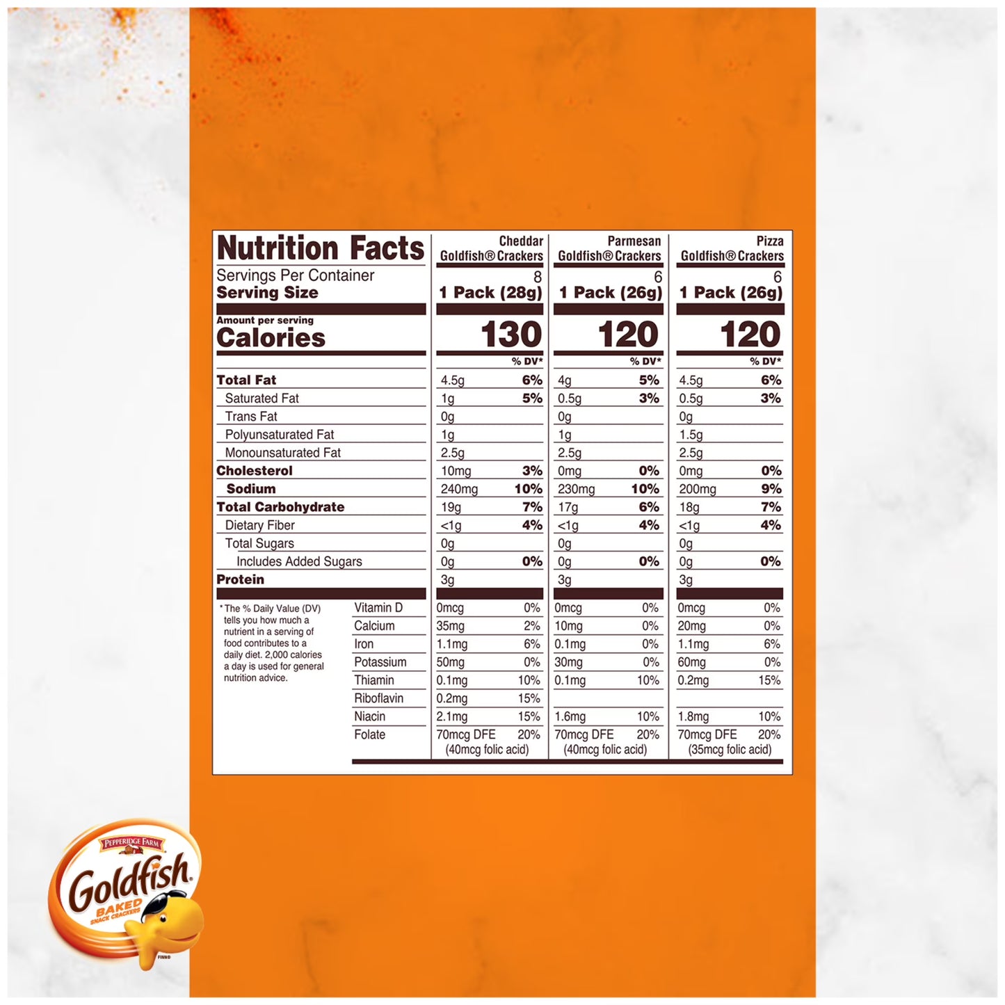 Goldfish Crackers Say Cheeeese Variety Pack with Cheddar, Pizza and Parmesan, Snack Packs, 20 Count