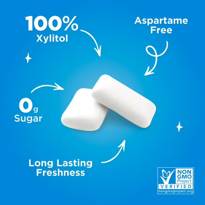 PUR Gum, Aspartame Free, Sugar Free & 100% Xylitol, Peppermint Chewing Gum, 55 Pieces, Pack of 1