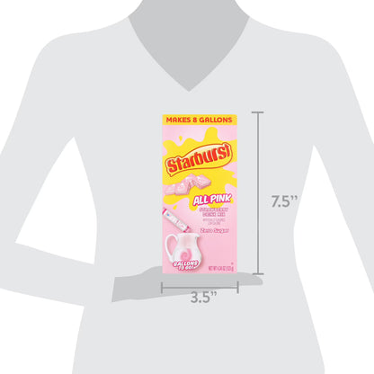 Starburst Zero Sugar Gallons-to-Go Powdered Drink Mix, All Pink Strawberry, 8 Count Gallon Pitcher Packets
