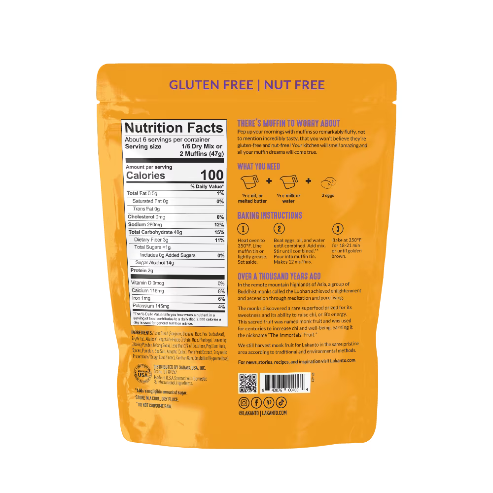 Lakanto Pumpkin Spice Muffin Mix - Sweetened with Monk Fruit and Allulose, Erythritol -8 Oz