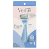 Venus Razor Kit for Pubic Hair & Skin, 1 Handle + 2 Refills + Shower Hook, Purple