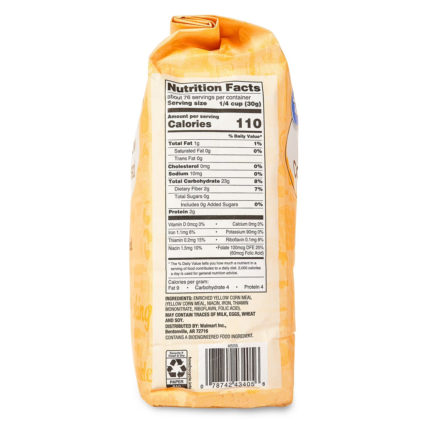 (4 pack) Great Value Enriched Yellow Corn Meal, 80 oz
