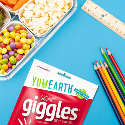 YumEarth Organic Giggles, Assorted Flavors Chewy Candy, Gluten Free, 5 oz Bag, Allergy Friendly