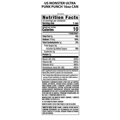 Monster Energy, Ultra Punk Punch, Energy Drink, 16 fl oz, Can