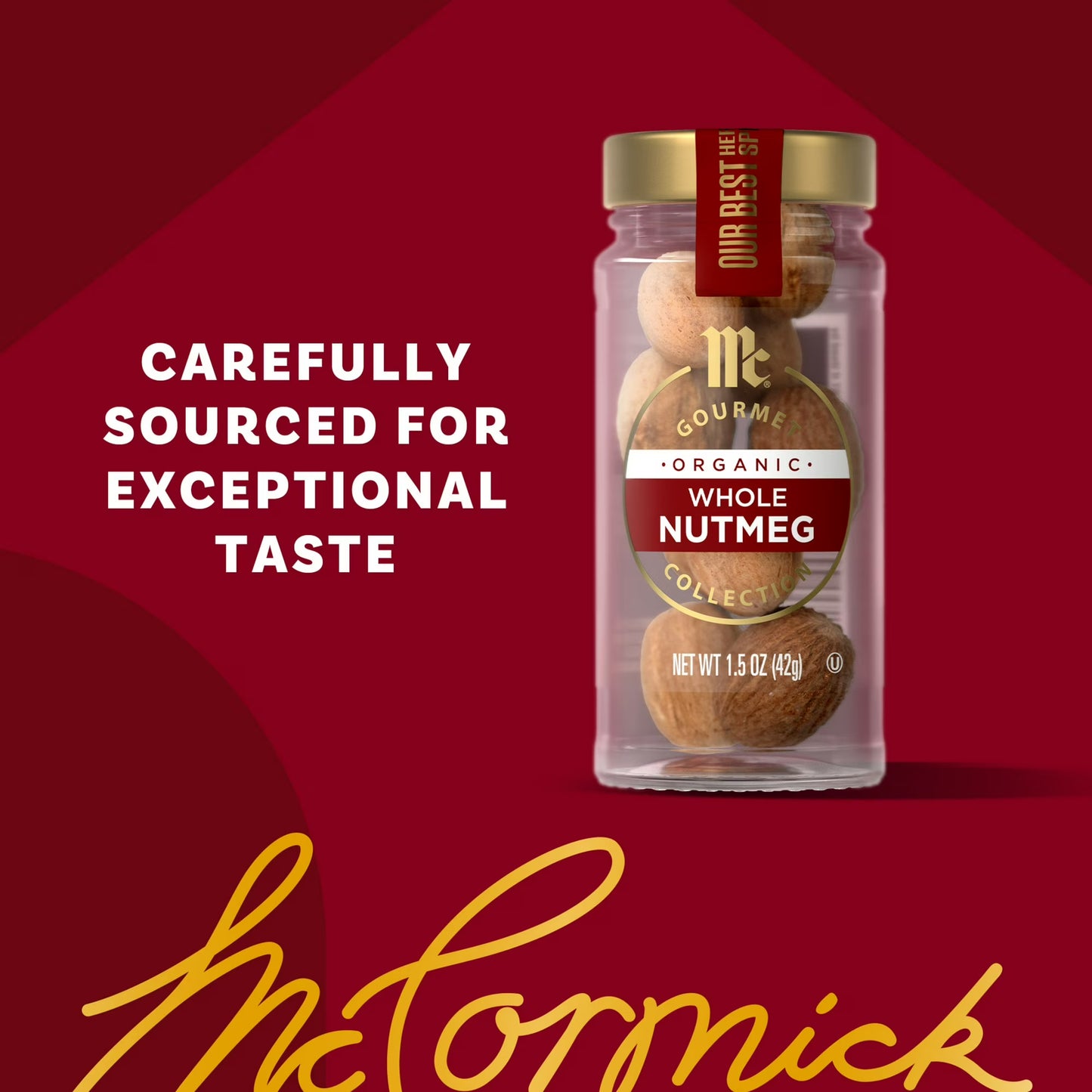 McCormick Gourmet Organic Whole Nutmeg, 1.5 oz Bottle