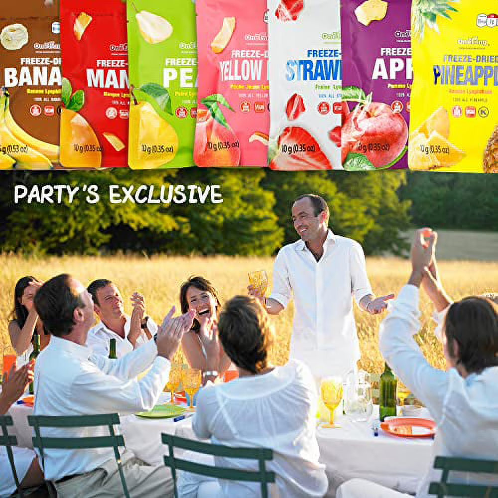 ONETANG Organic Unsweetened Freeze-Dried Mixed Fruit, 12 Pack Single-Serve Bags, Non-GMO, Kosher, Gluten-Free, Vegan