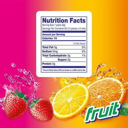 Mentos Assorted Fruit Chewy Mint Candy Roll, 1.32 oz, pack of 6