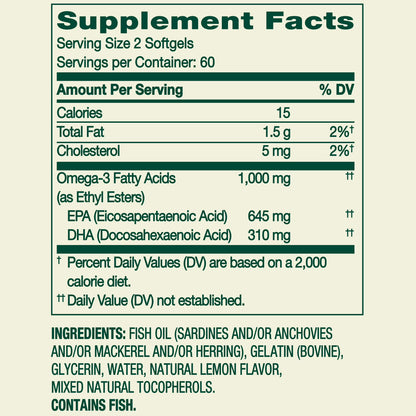 Spring Valley Proactive Support Omega-3 Mini from Fish Oil Dietary Supplement, 1000 mg, 120 Count