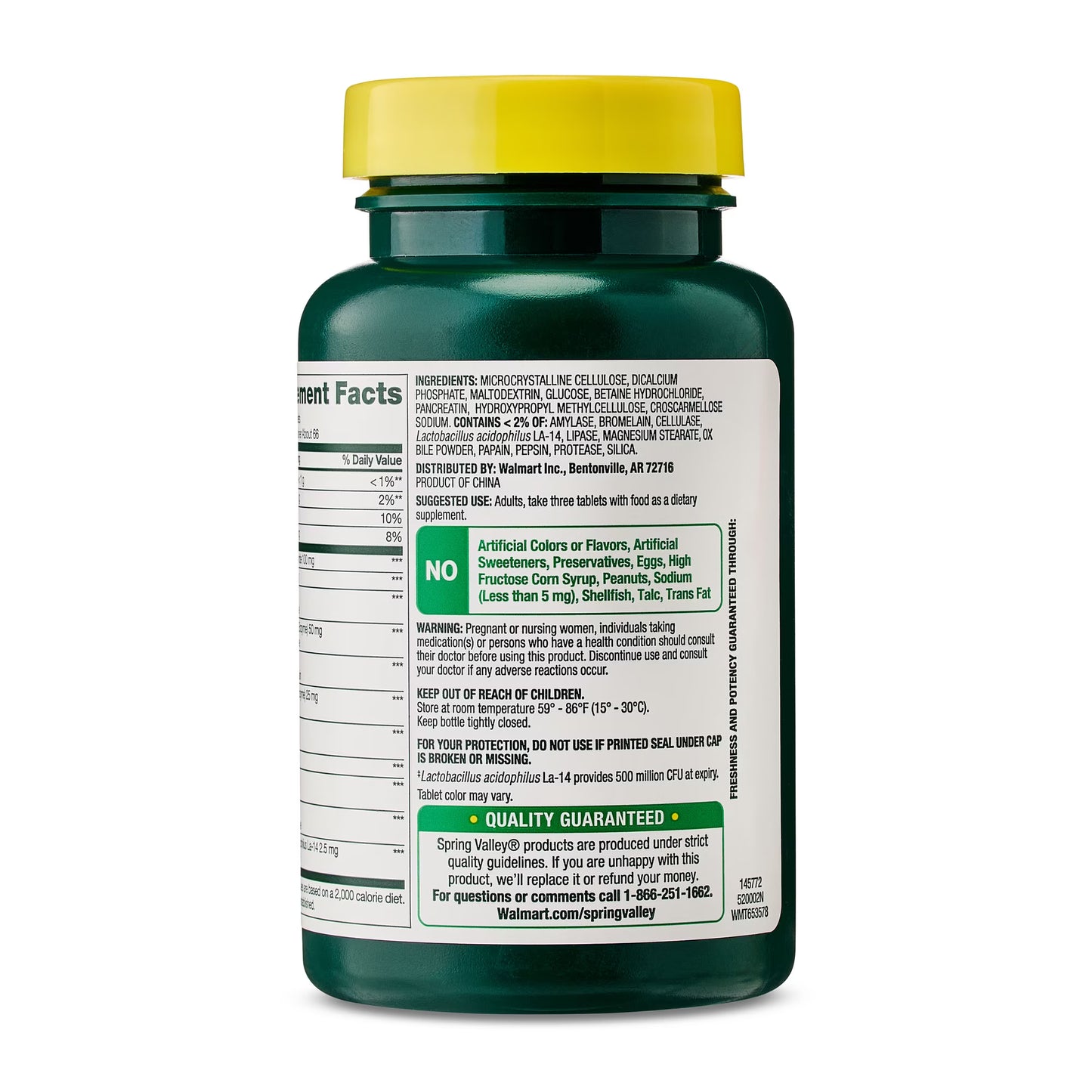 (3 pack) Spring Valley Probiotic Multi-Enzyme Digestive Formula Tablets, 200 Count