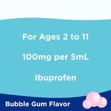 Equate Children's Pain Reliever/Fever Reducer Ibuprofen Oral Suspension, Bubble Gum Flavor, 100 mg, 4 fl oz