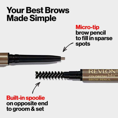 Revlon ColorStay Micro Waterproof and Long Wearing Eyebrow Pencil, 454 Medium Brown, 0.003 oz