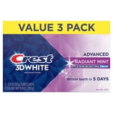 (2 pack) Crest 3DWhite Advanced Whitening Toothpaste, Radiant Mint, 3.3 oz, 3 Pack