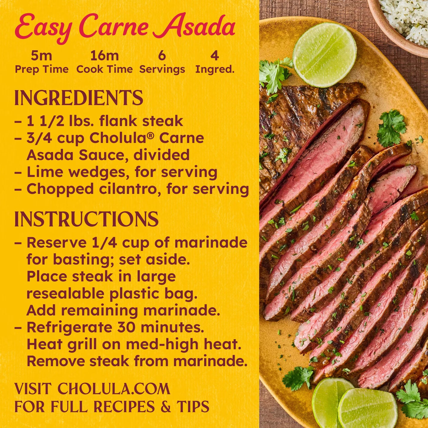 Cholula Carne Asada Marinade & Cooking Sauce, 12.0 fl oz Bottle