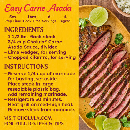 Cholula Carne Asada Marinade & Cooking Sauce, 12.0 fl oz Bottle
