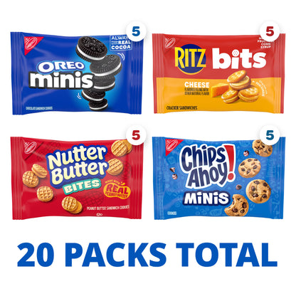 Nabisco Classic Mix Variety Pack, OREO, CHIPS AHOY!, Nutter Butter, RITZ Bits Cheese, 20 Snack Packs