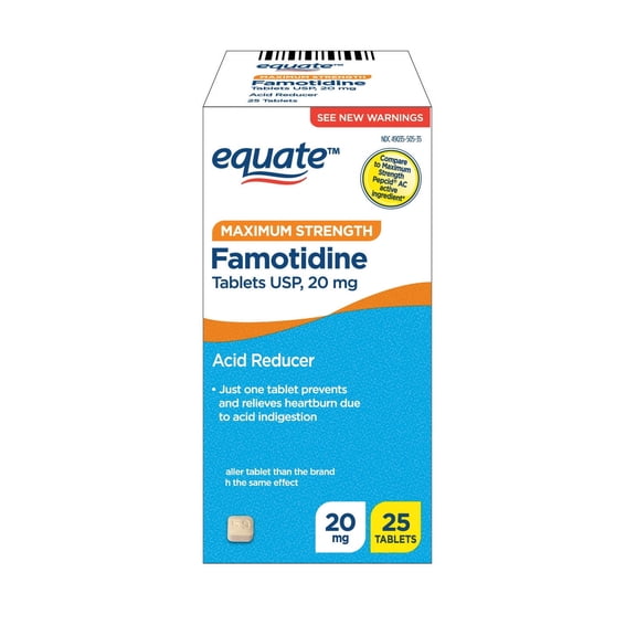 Equate Maximum Strength Famotidine 20mg Tablets, 25 Count, Compare to Maximum Strength PepcidÂ AC Active Ingredient