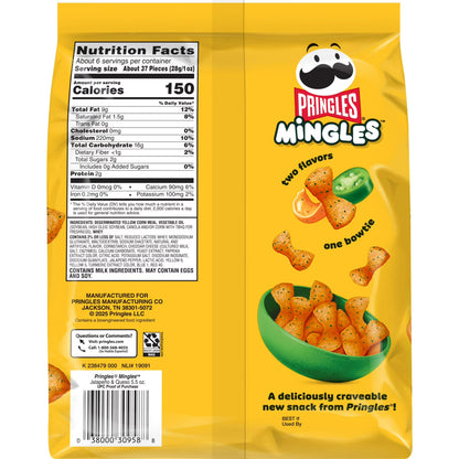 Pringles Mingles Jalapeno and Queso Puffed Snacks, Salty Snacks, 5.5 oz