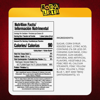 Sonric's Rockaleta Lollipops, Mexican Lollipop with Bubble Gum Center, 20 Count