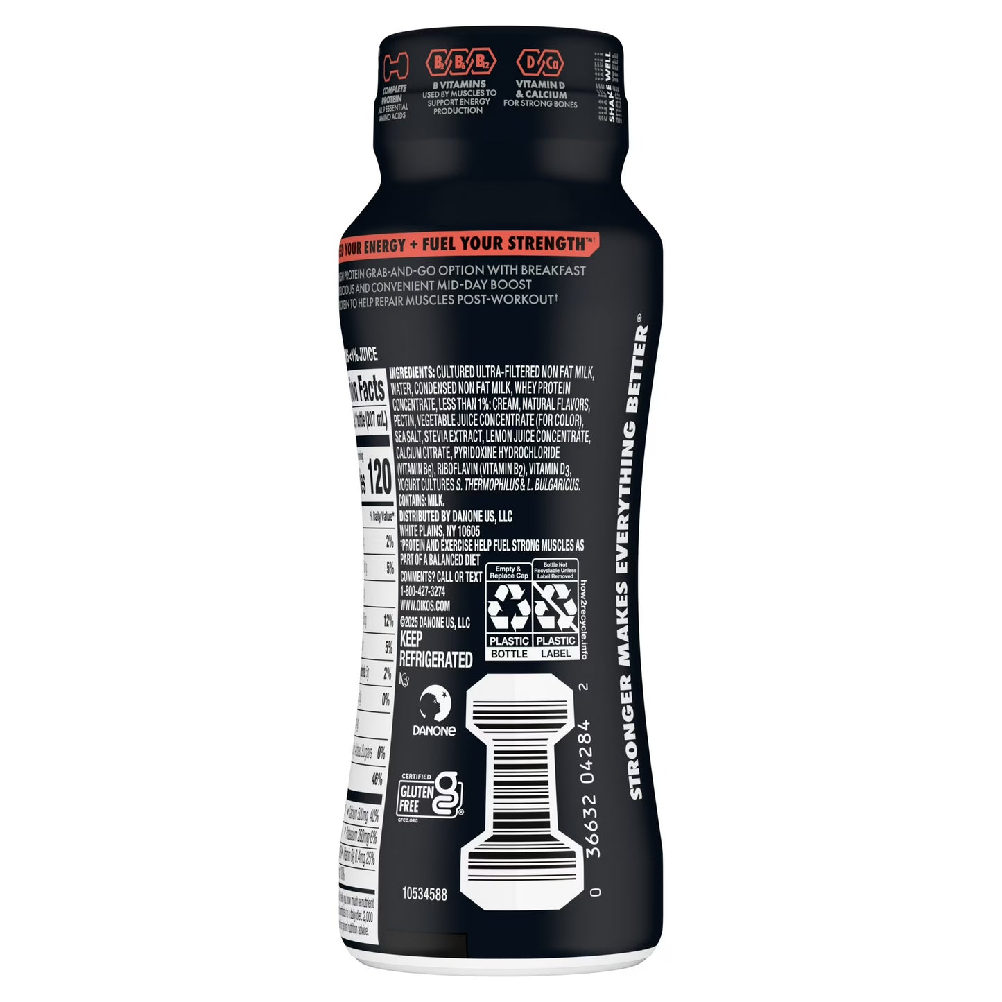 Oikos Pro 23g Protein, Strawberry Banana Cultured Dairy Drink Bottle, 7 fl oz
