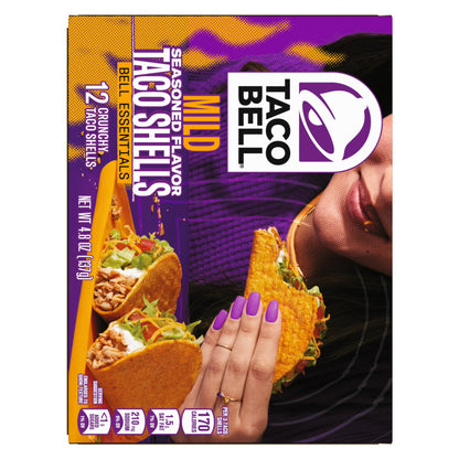 (2 pack) Taco Bell Mild Seasoned Flavor Crunchy Taco Shells, 12 ct, 4.8 oz Box