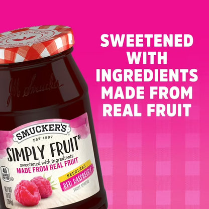 (4 pack) Smucker's Simply Fruit Seedless Red Raspberry Fruit Spread, 10 oz