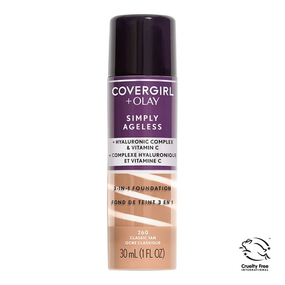 Covergirl & Olay Simply Ageless 3-in-1 Liquid Foundation, 260 Classic Tan, 1 fl oz