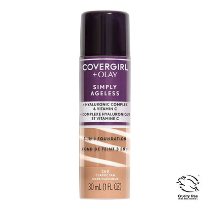 Covergirl & Olay Simply Ageless 3-in-1 Liquid Foundation, 260 Classic Tan, 1 fl oz