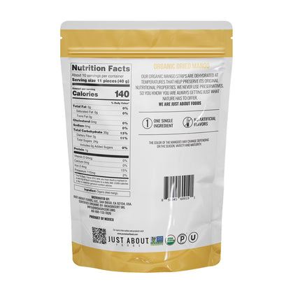 Just About Organic Dried Mango, Healthy Snack, 1 Lb