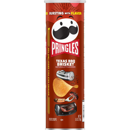 Pringles Texas BBQ Brisket Potato Chips Crisps, Lunch Snacks, 5.5 oz Canister