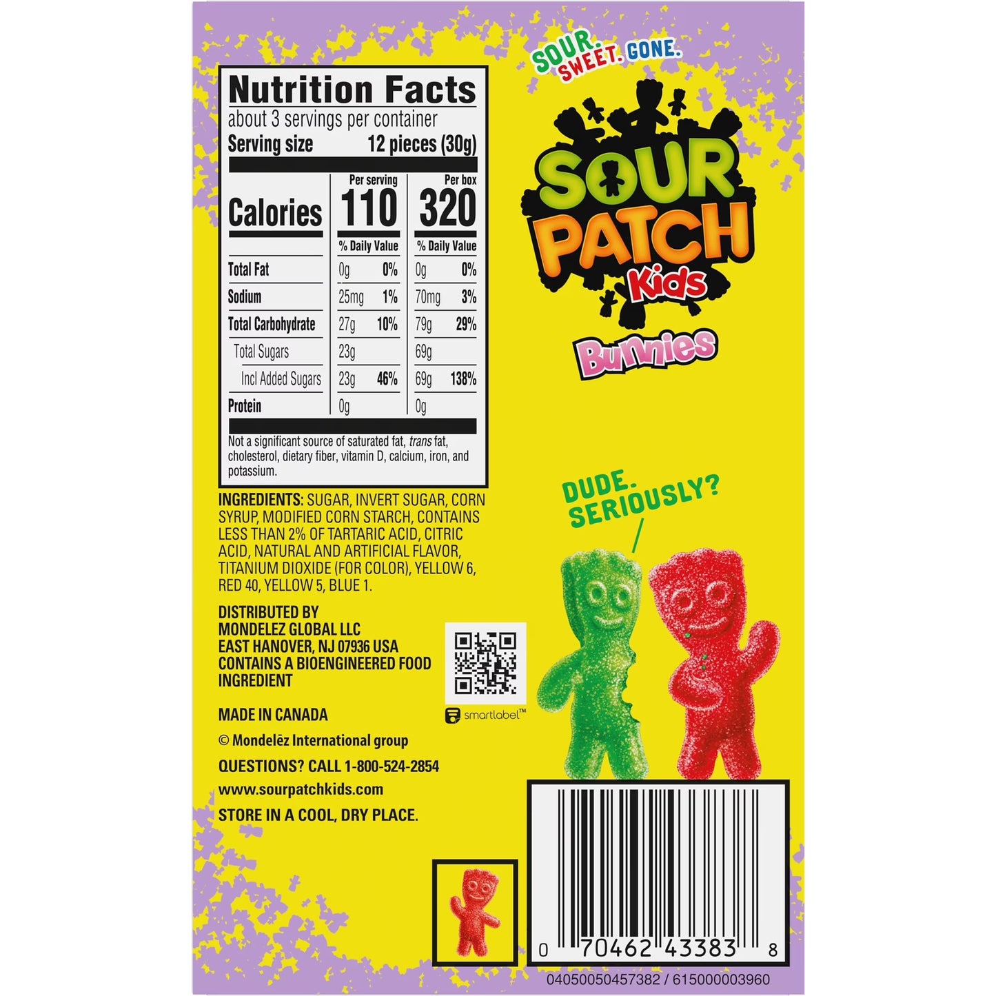 SOUR PATCH KIDS Bunnies Soft & Chewy Easter Candy, 3.1 oz