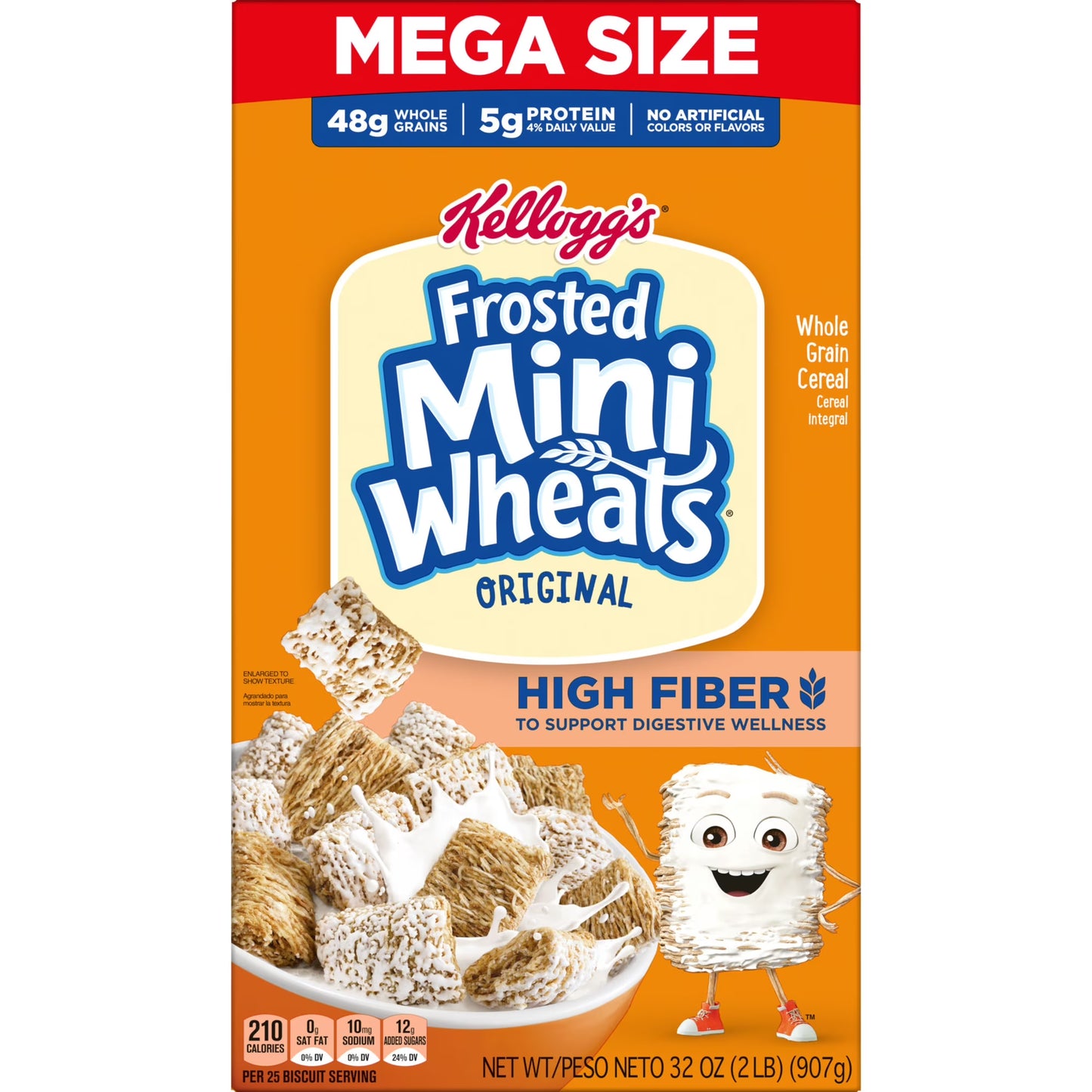 Kellogg's Frosted Mini-Wheats Original Breakfast Cereal, High Fiber, Mega Size, 32 oz