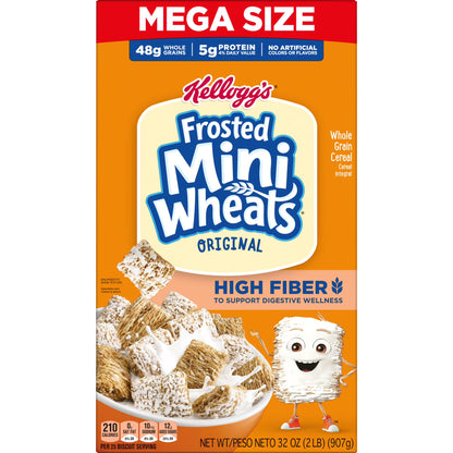 Kellogg's Frosted Mini-Wheats Original Breakfast Cereal, High Fiber, Mega Size, 32 oz