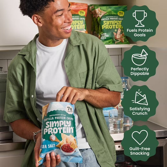 Simply Protein Restaurant Style Tortilla Chips, Hint of Lime, 7g Protein, Gluten Free, 1 pack, 4.58 oz