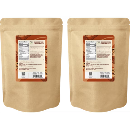 Soeos Organic Ceylon Cinnamon Sticks, 1oz, (28g), 2 Pack