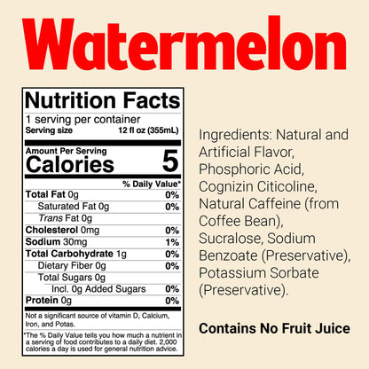 Bum Energy Watermelon Energy Drink, 112 mg Natural Caffeine, 12 fl oz Can
