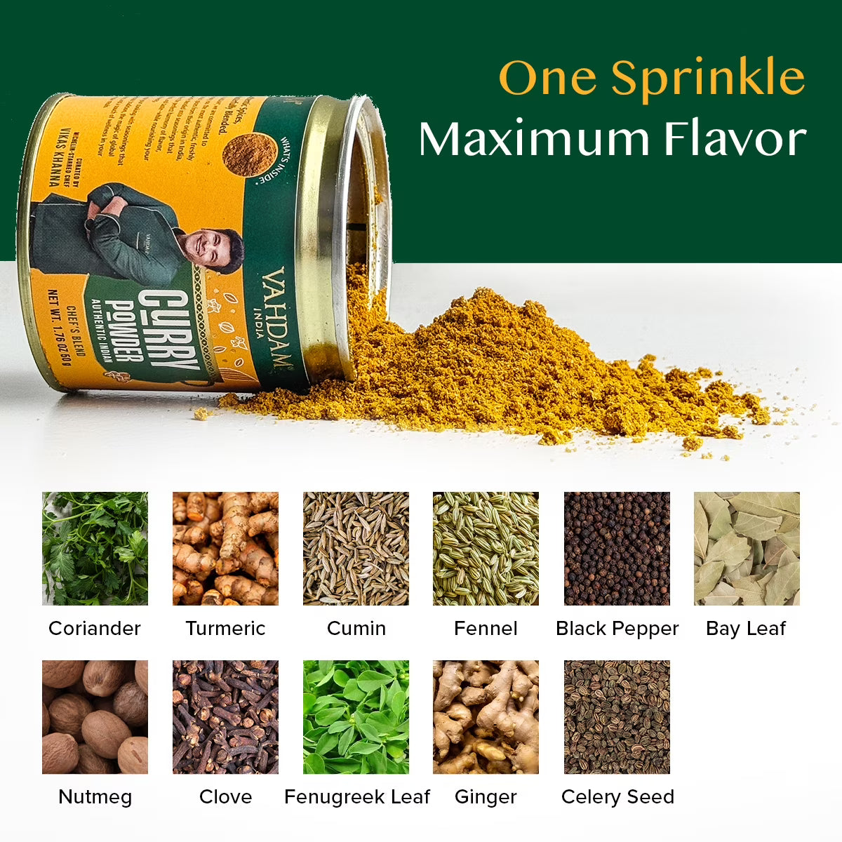VAHDAM Curry Powder Spice Blend, 1.76 oz Tin | Authentic Indian Curry Seasoning with Coriander, Turmeric, Cumin & Fennel
