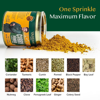 VAHDAM Curry Powder Spice Blend, 1.76 oz Tin | Authentic Indian Curry Seasoning with Coriander, Turmeric, Cumin & Fennel