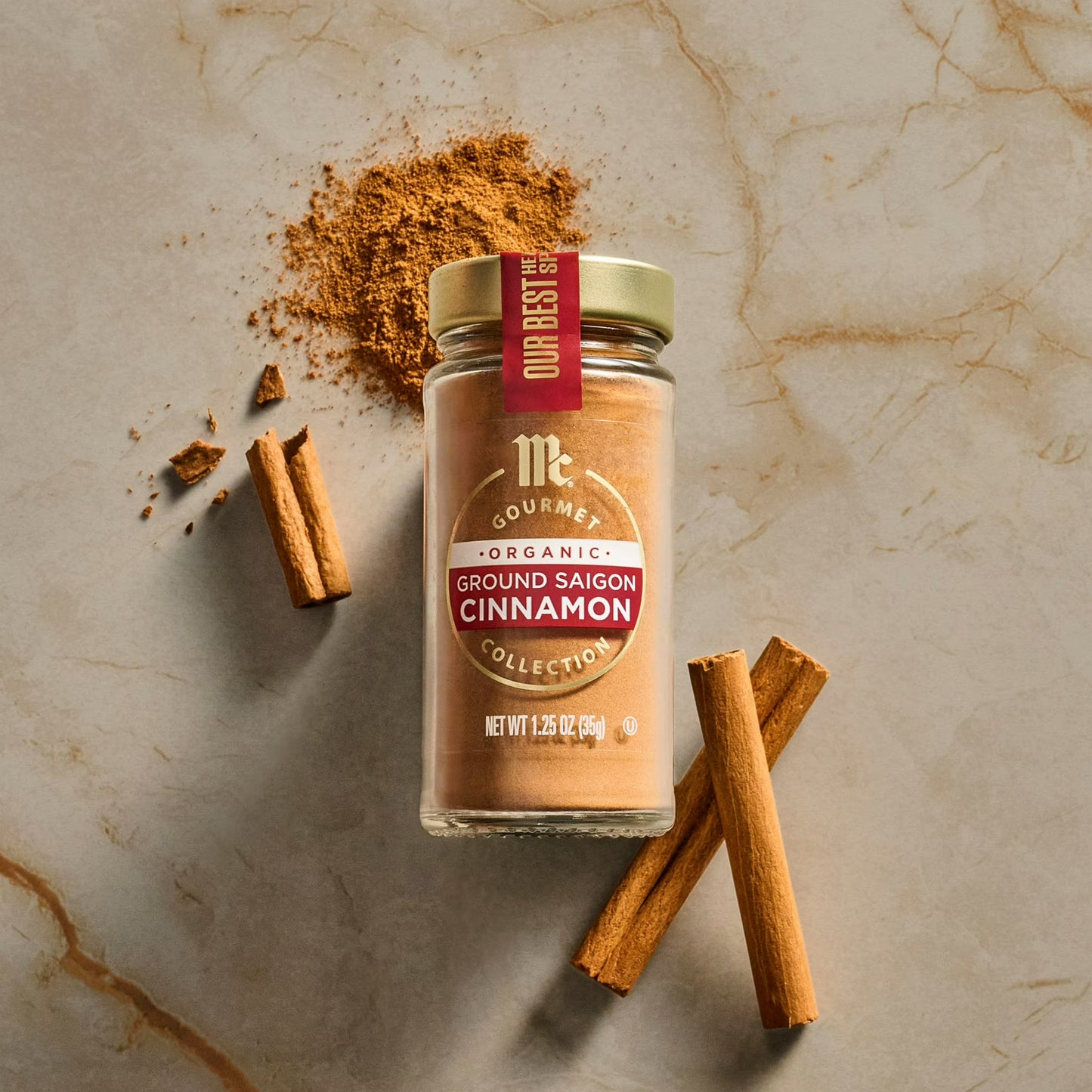 McCormick Gourmet Organic Ground Saigon Cinnamon, 1.25 oz Bottle