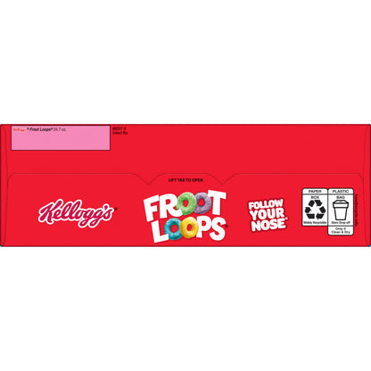Kellogg's Froot Loops Original Breakfast Cereal, Good Source of Fiber, Mega Size, 24.7 oz